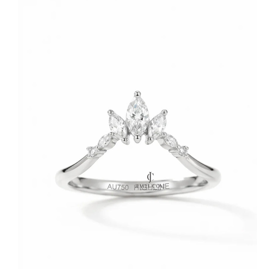 14K Yellow Gold Marquise Lab Grown Band For Daily Wear | IGI Certified