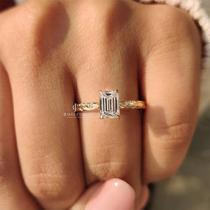 1CT Emerald Nature Inspired Diamond Ring | Lab Grown Diamonds | IGI Certified