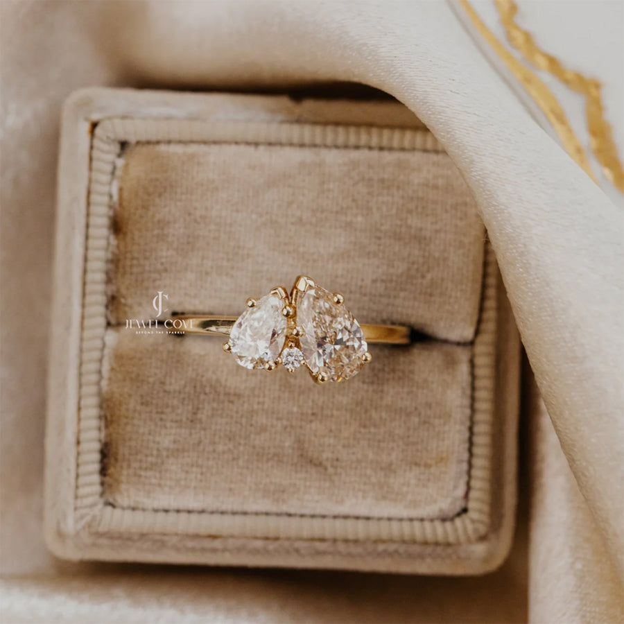 Toi et Moi 1.00 CT Pear Lab Grown Diamond Ring | IGI Certified | Two Stone Ring