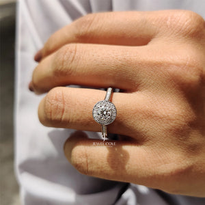 Bezel Halo Engagement Ring with Round Diamond | Lab Grown Diamonds | IGI Certified