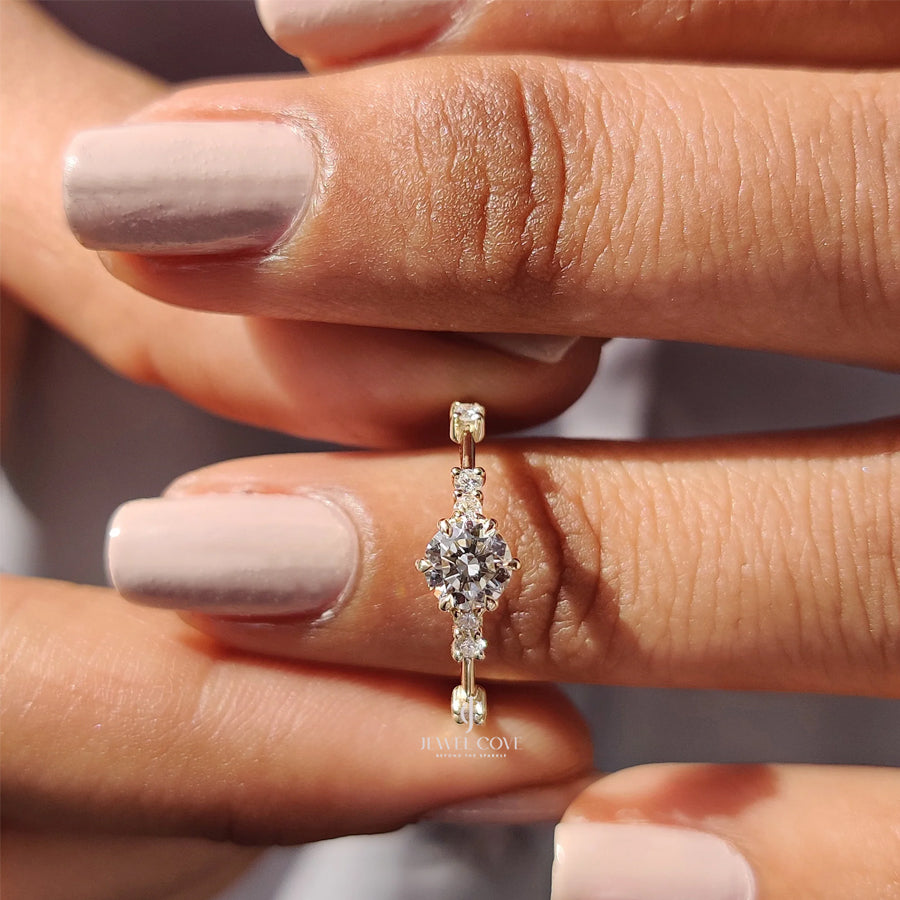 Round Diamond Engagement Ring with Muse Setting | Moissanite Diamonds | GRA Certified