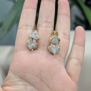 18K Heart Lab Grown Diamond Hanging Earrings For Her | IGI Certified