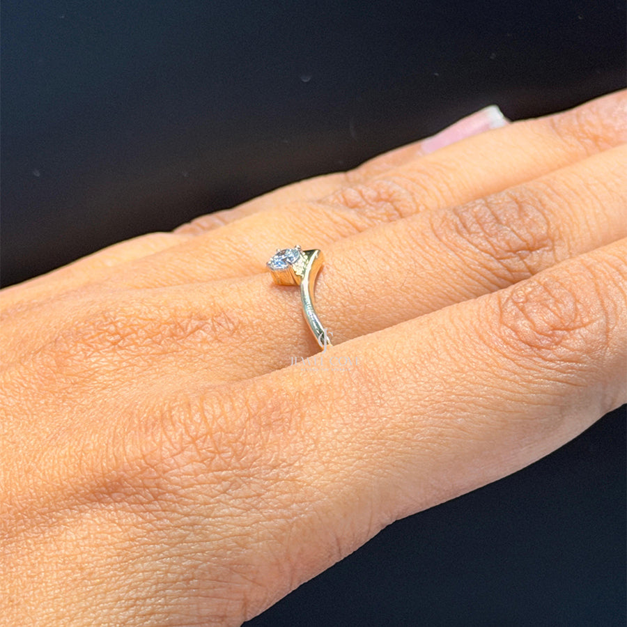 V-Chevron Round Diamond Ring For Daily Wear Ring | Lab Grown Diamonds | IGI Certified