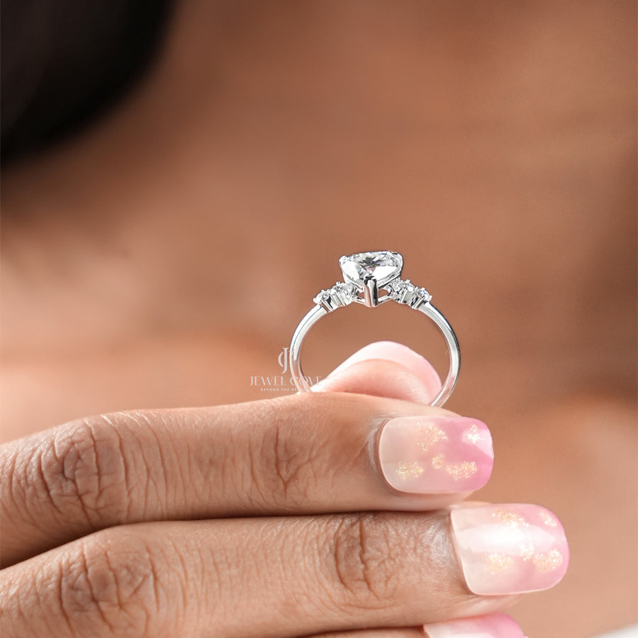1CT Heart Cut with Round Diamond Promise Ring | Lab Grown Diamonds | IGI Certified