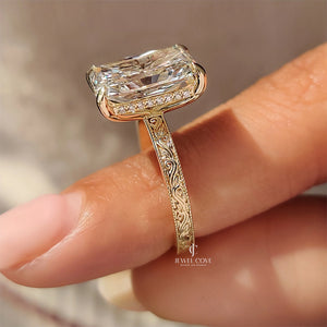 5CT Radiant Engagement Ring with Engraved Shank | Lab Grown Diamonds | IGI Certified