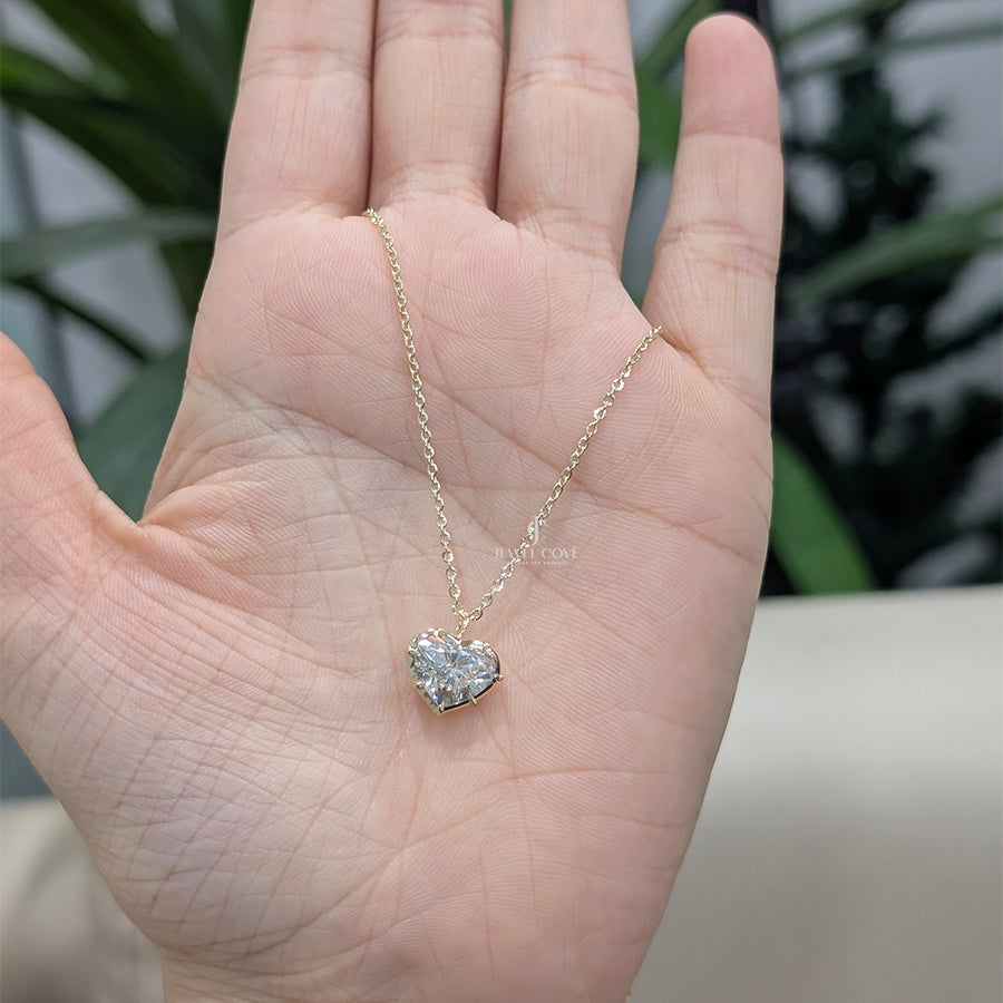 2CT Heart Georgian Collet Set Lab Grown Pendent | Bezel Protect Prong Setting (Only Pendent)