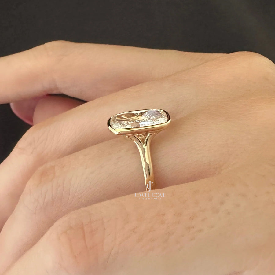 3 carat elongated cushion cut lab-grown diamond Ring | IGI Certified | E-F Color