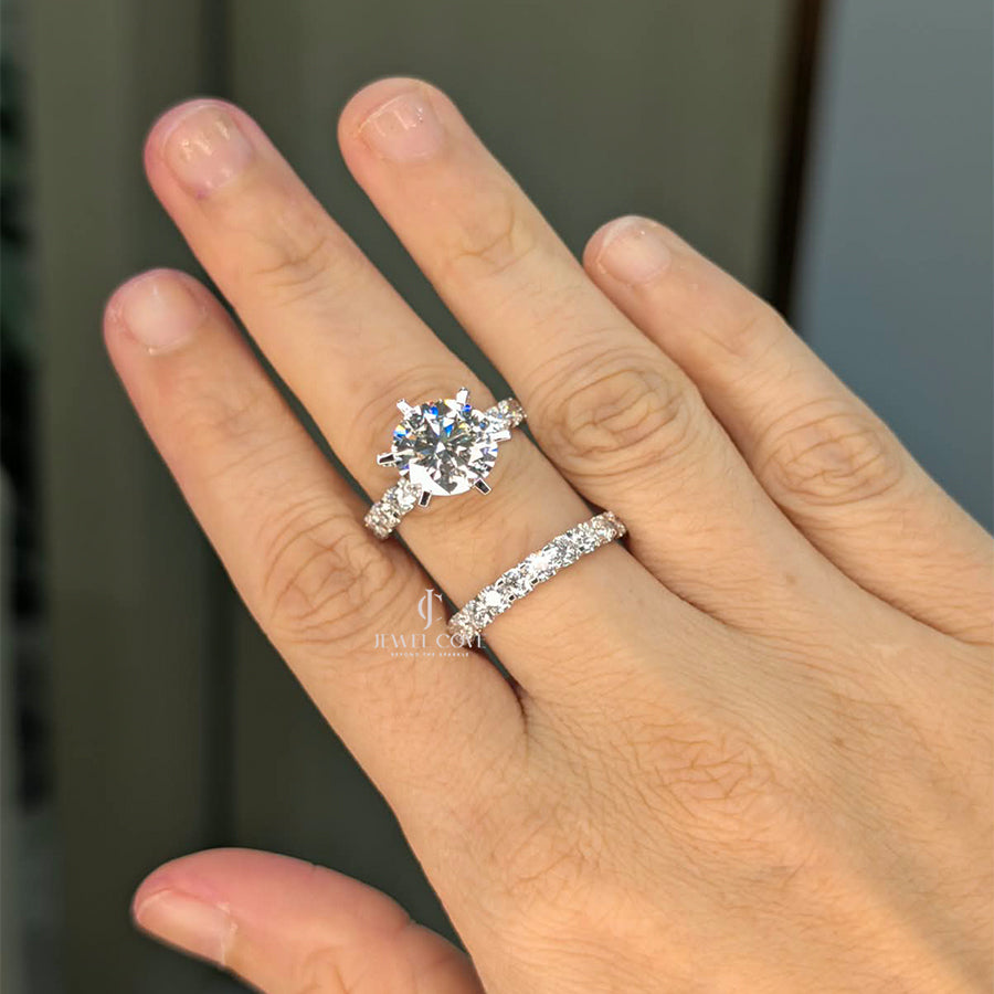 3.5CT Round Lab Grown Diamond IGI Certified Ring | Bridal Set Ring | Ring For Engagement