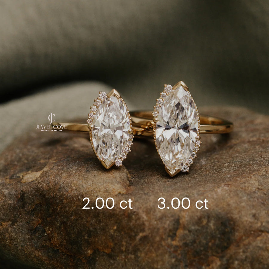 2CT Marquise Solitaire vintage Engagement Ring | IGI Certified | Lab Grown | E-F Color