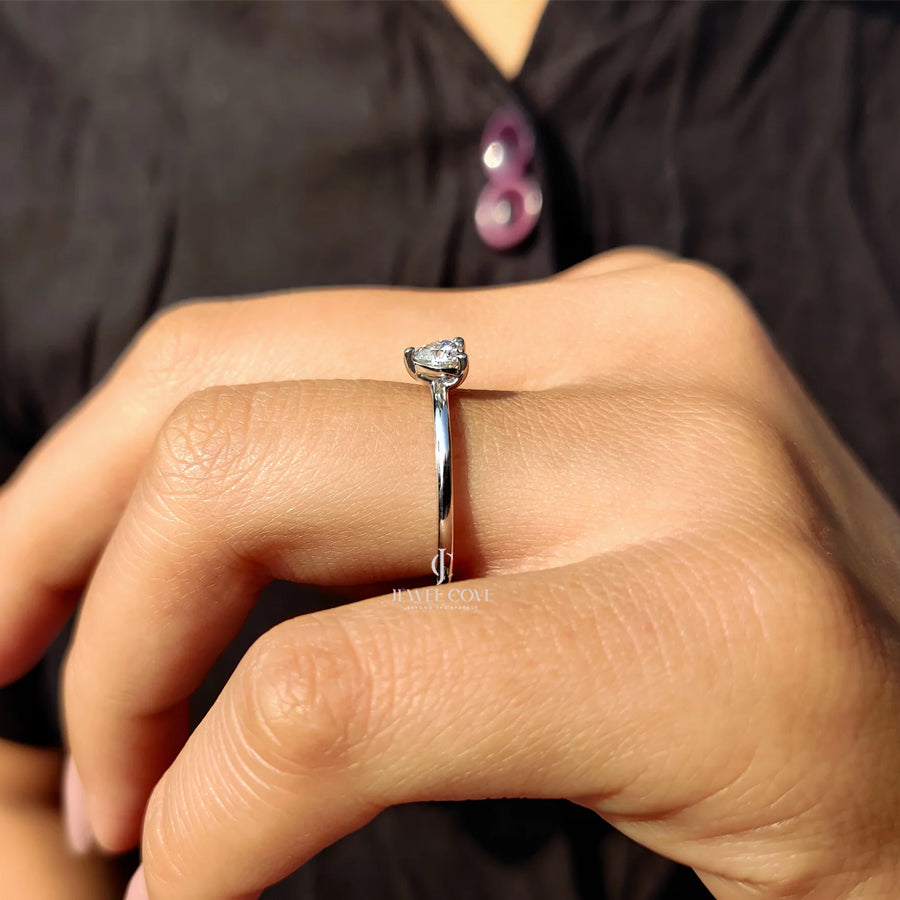 0.50 CT Heart Shape Daily Wear Ring | Lab Grown Diamonds | IGI Certified | E-F Color