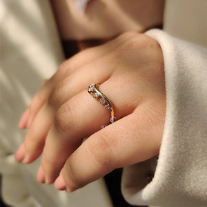 Bezel Set Curved Gold Wedding Band | Moissanite Diamonds | GRA Certified | E-F Color