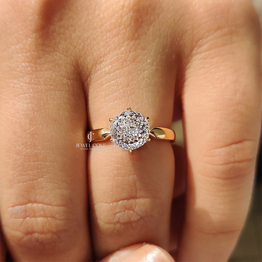 Portuguese Cut Diamond Ring With Tulip Setting | Lab Grown Diamond | solitaire ring | IGI Certified