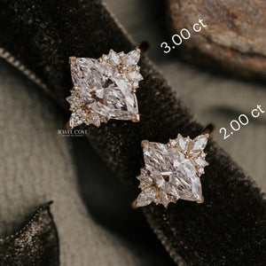 3CT Marquise vintage Engagement Ring | IGI Certified | Lab Grown Diamond Cluster Ring