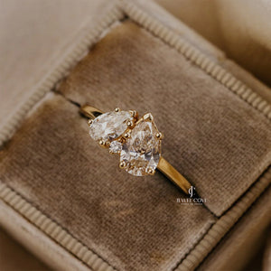 Toi et Moi 1.00 CT Pear Moissanite Diamond Ring | IGI Certified | Two Stone Ring