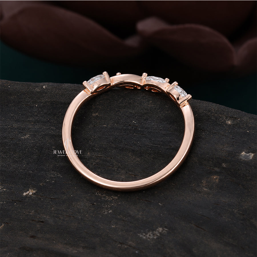 Marquise Matching stackable wedding Delicate Band | Lab Grown Diamonds | IGI Certified
