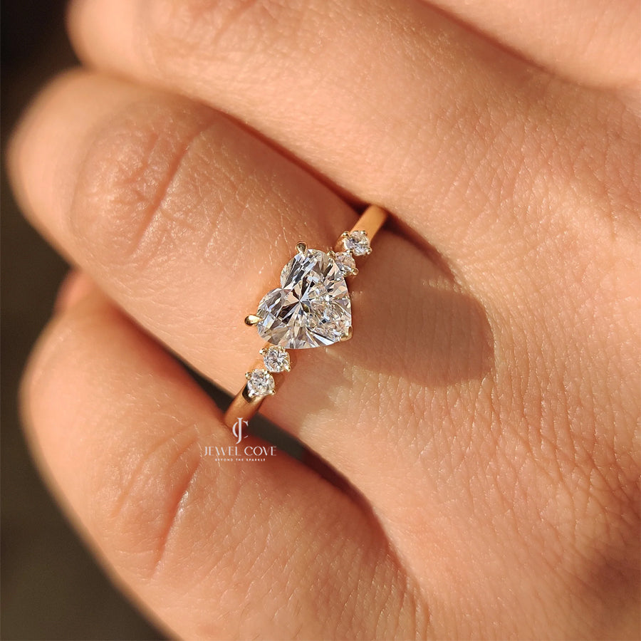5 Stone Heart Cut Diamond Wedding Ring | Lab Grown Diamonds | IGI Certified