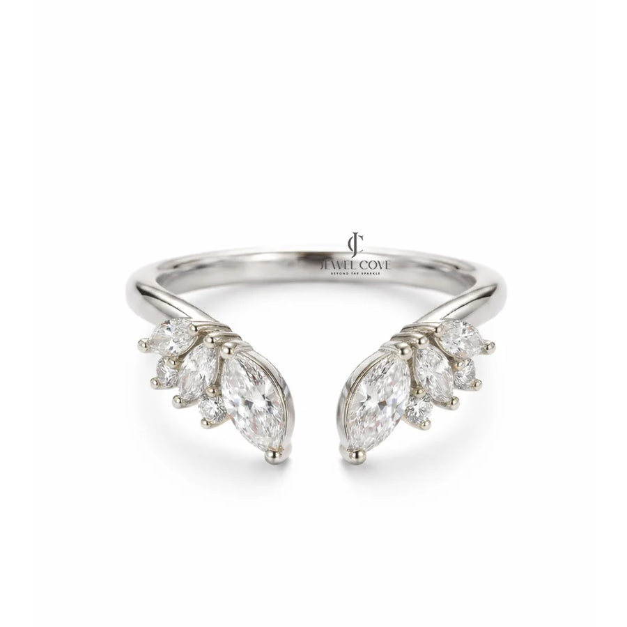 14K Yellow Gold Marquise Open Cuff Lab Grown Band For Daily Wear | IGI Certified