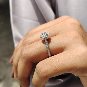 Bezel Halo Engagement Ring with Round Diamond | Lab Grown Diamonds | IGI Certified