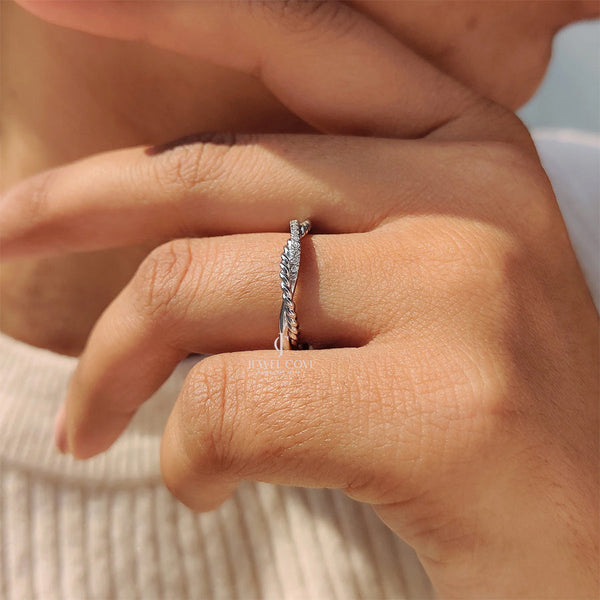 Round Cut Infinity Wedding Band With Twisted Rope Pave Style | Lab Grown Diamonds | IGI Certified - hover