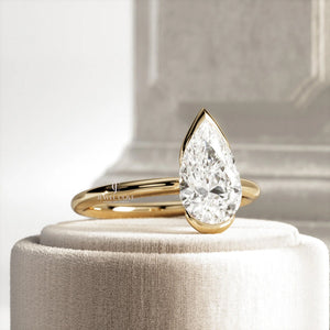 2 CT Pear Lab-Grown diamond IGI Certified ring | Bezel Setting | IGI Certified | Solitaire Ring