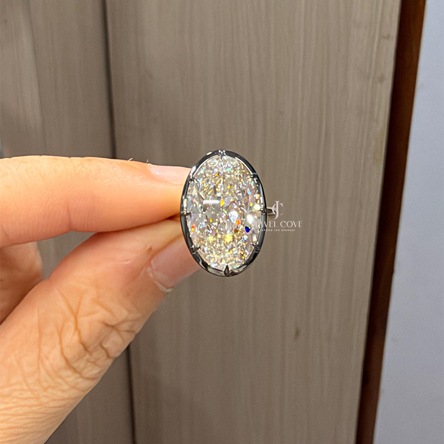 Oval Solitaire Diamond Ring For Engagement | Bezel Setting | Lab Grown Diamonds | IGI Certified