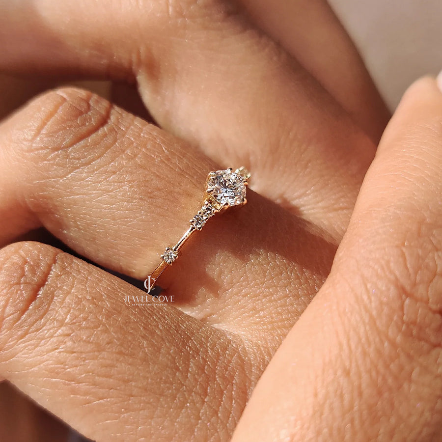 Round Diamond Engagement Ring with Muse Setting | Moissanite Diamonds | GRA Certified