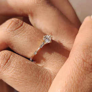 Round Diamond Engagement Ring with Muse Setting | Moissanite Diamonds | GRA Certified