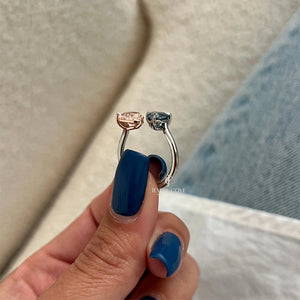 Fancy Vivid Pink and Blue Heart Toi-et-Moi Lab Grown diamond Ring | IGI Certificate