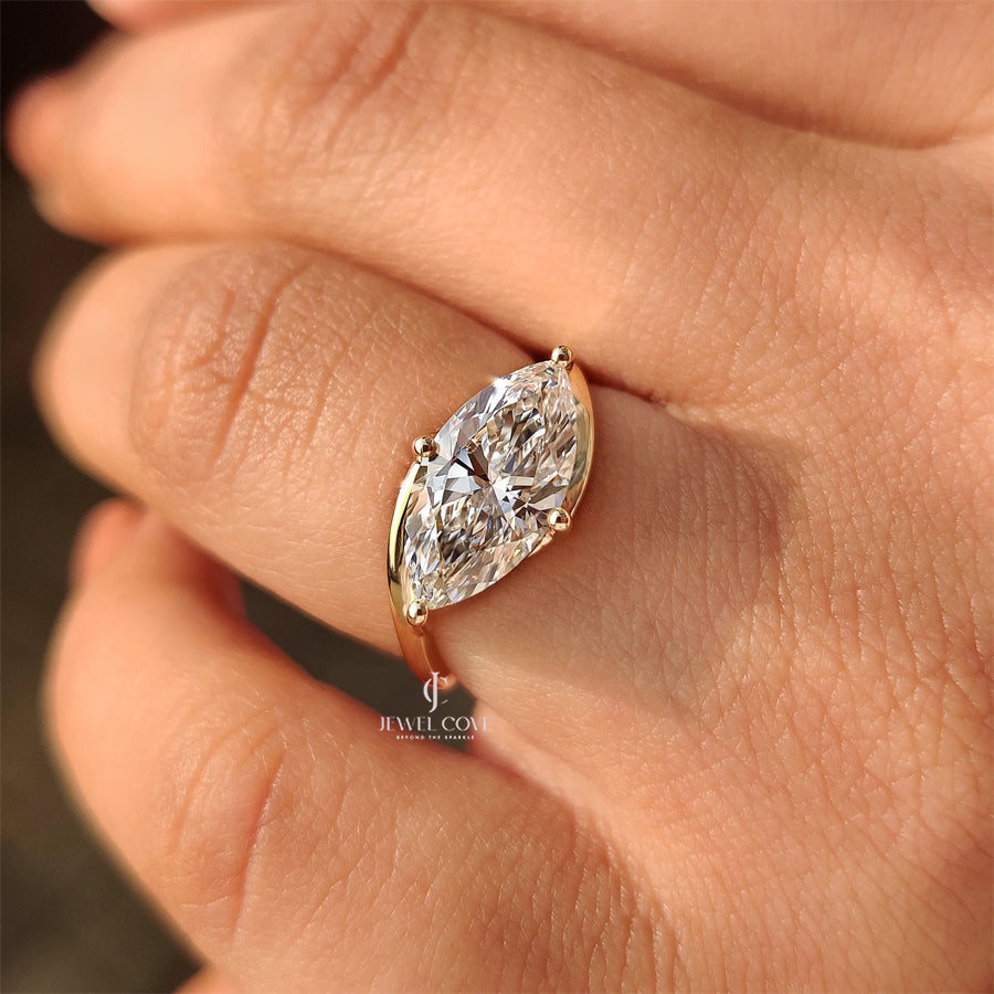 2CT Marquise Solitaire Ring in Bypass Setting | Lab Grown Diamonds | IGI Certified