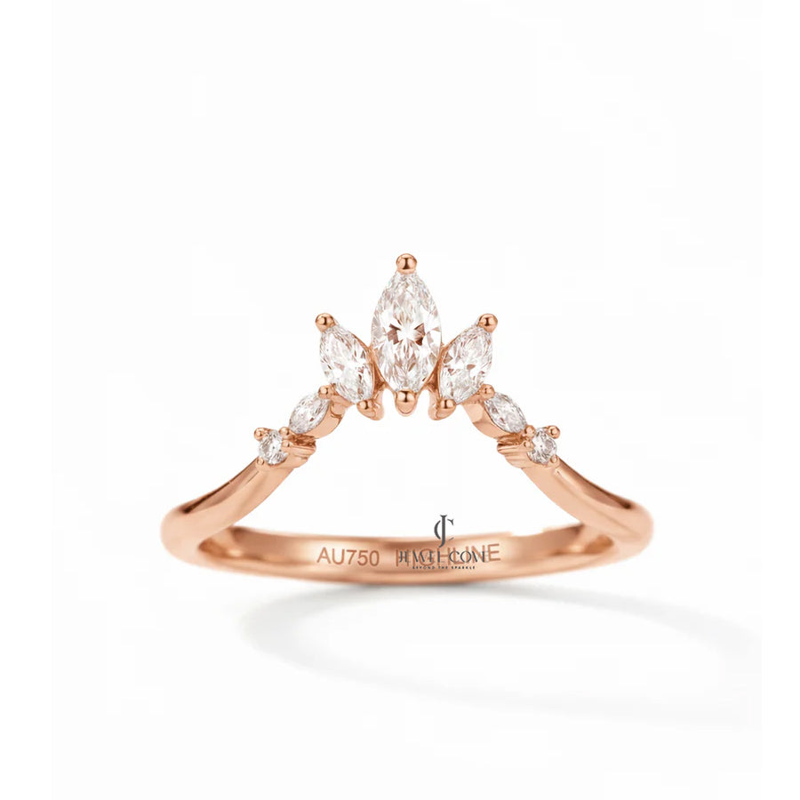 14K Yellow Gold Marquise Lab Grown Band For Daily Wear | IGI Certified
