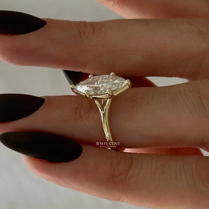 2CT Marquise Moissanite diamond ring | 6 Prong | Split Shank | IGI Certified | Solitaire Ring