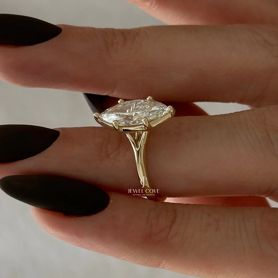 2CT Marquise Lab-Grown diamond ring | 6 Prong | Split Shank | IGI Certified | Solitaire Ring