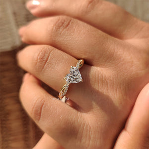 1CT Heart Twisted Pave Setting With Round Side Diamond | Moissanite Diamonds | IGI Certified