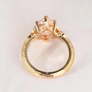 Fancy Pink Marquise 3.10tcw Moissanite Diamond Vintage Engagement Ring | IGI Certified