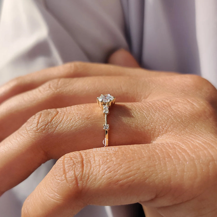 Round Diamond Engagement Ring with Muse Setting | Moissanite Diamonds | GRA Certified