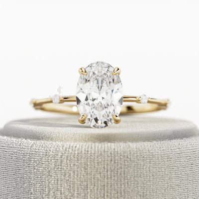 2 CT Oval lab-grown diamond engagement ring | 1.2mm wide thin band | IGI Certified