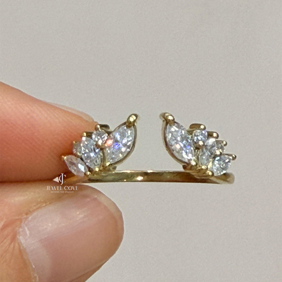 3.50 CT Pear Three Stone Ring | Marquise Wing Bridal Ring Set For Engagement Ring | Lab Grown Diamonds | IGI Certified