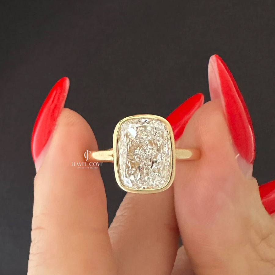 3 carat elongated cushion cut lab-grown diamond Ring | IGI Certified | E-F Color