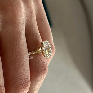 3 CT Cushion Moissanite diamond ring | Bezel Setting | Split Shank | IGI Certified | Solitaire Ring