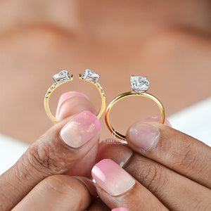 Oval Three Stone Ring Set Two Type of Wear the Band | Moissanite Diamonds | GRA Certified
