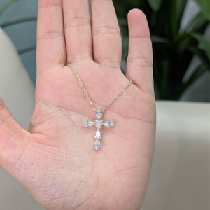 Pear Cross Shape Lab Grown Gold Pendant (Only Pendent)