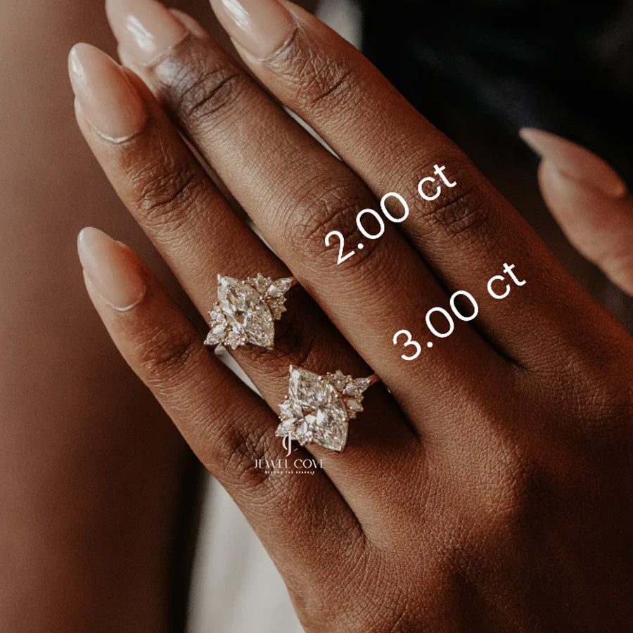 3CT Marquise vintage Engagement Ring | IGI Certified | Lab Grown Diamond Cluster Ring