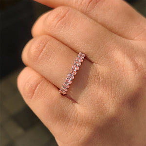 Oval Cut Pink Diamond Wedding Band In Half Eternity Style | Lab Grown Diamonds | IGI Certified