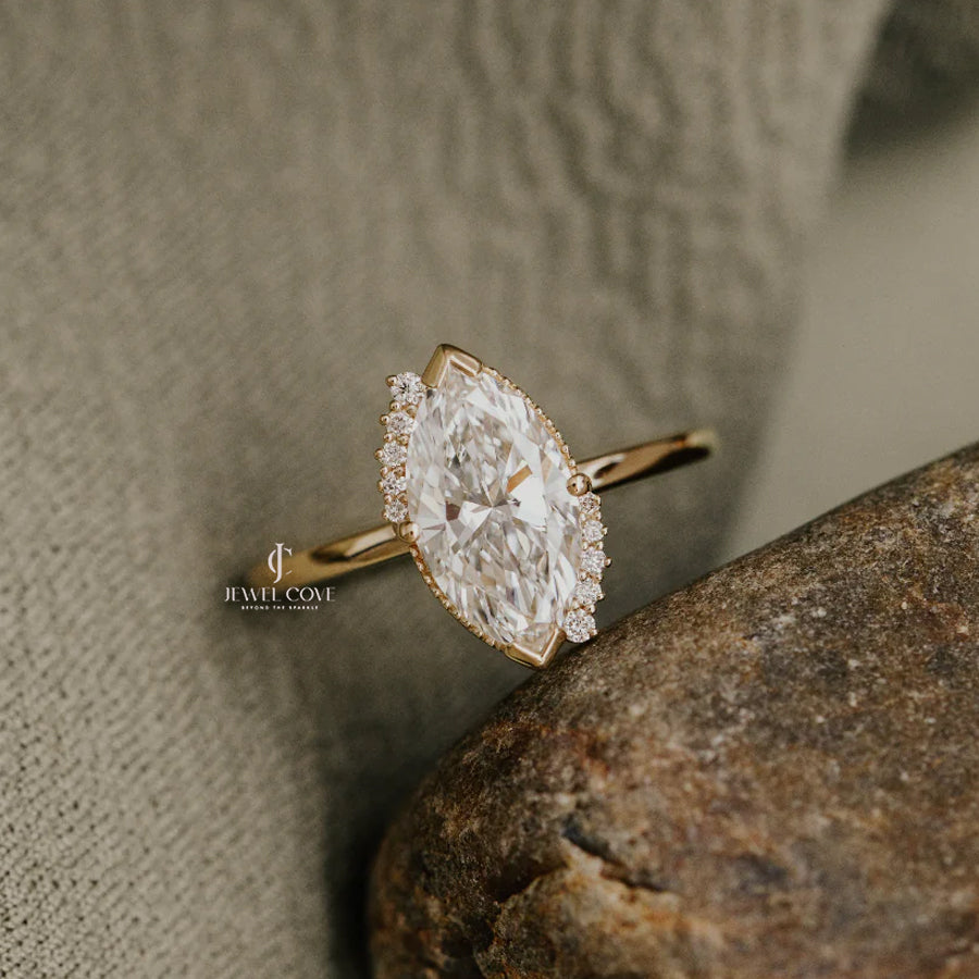 2CT Marquise Solitaire vintage Engagement Ring | IGI Certified | Lab Grown | E-F Color