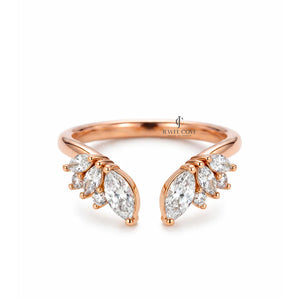 14K Yellow Gold Marquise Open Cuff Lab Grown Band For Daily Wear | IGI Certified