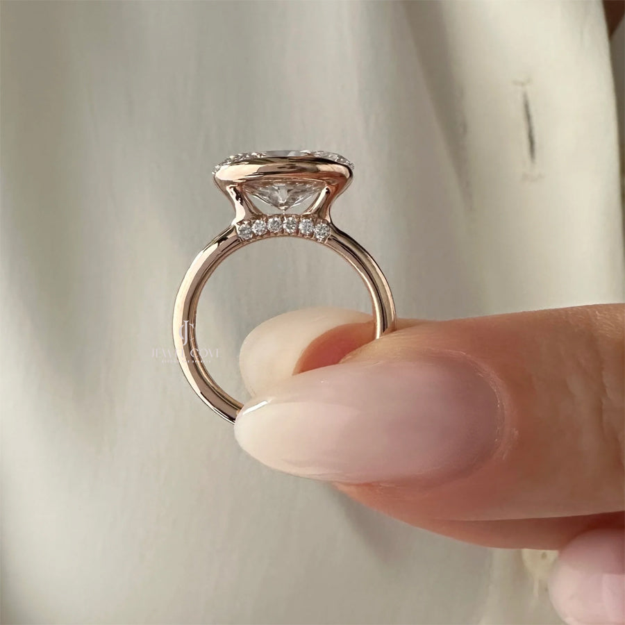 3 CT Oval lab-grown diamond ring | Half Bezel Setting | IGI Certified | Solitaire Ring
