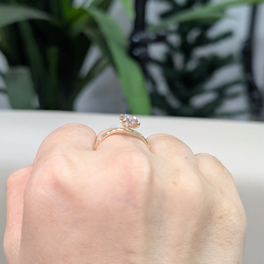 Champagne Old Mine Oval Lab Grown IGI Certified Ring