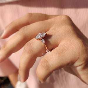 3 Stone Engagement Ring With Marquise And Kite Cut| Lab Grown Diamonds | IGI Certified