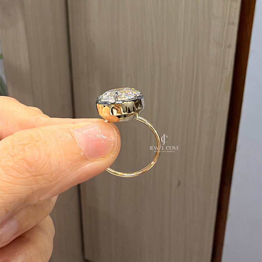 Oval Solitaire Diamond Ring For Engagement | Bezel Setting | Lab Grown Diamonds | IGI Certified
