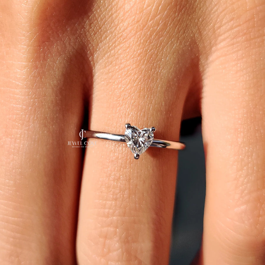 0.50 CT Heart Shape Daily Wear Ring | Lab Grown Diamonds | IGI Certified | E-F Color